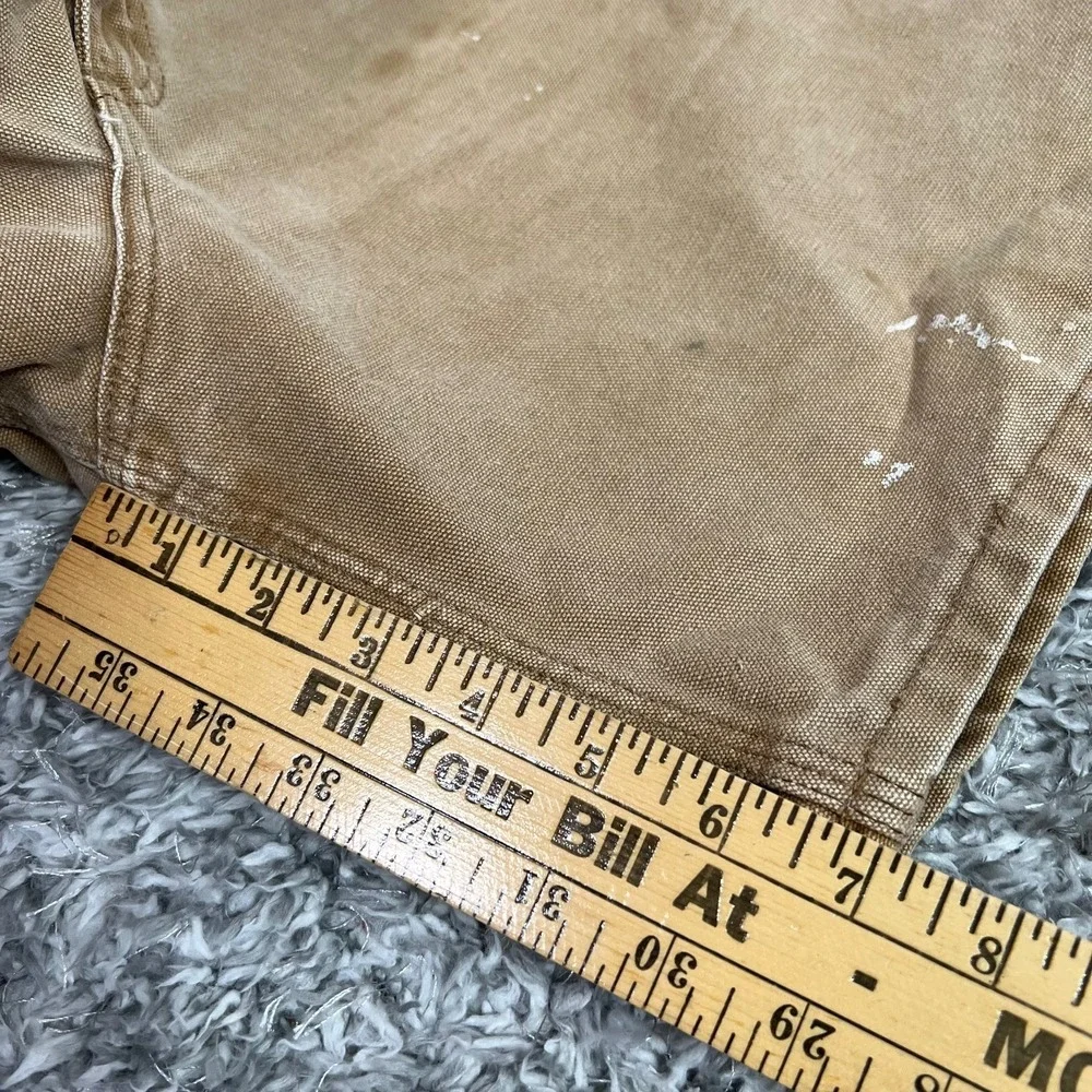 Vintage CARHARTT Carpenter Shorts Size 36 Tan Men's Canvas Workwear Big Patch